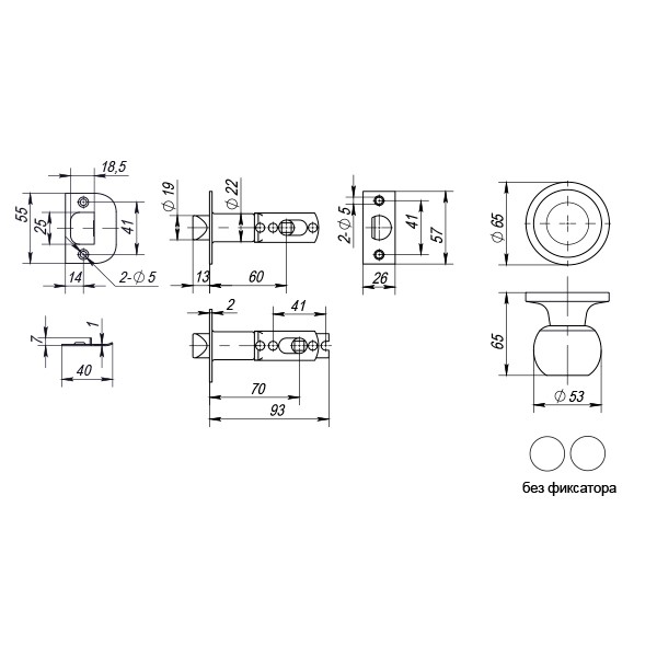 Ручка защелка DK672 AB-PS (6072 AB-P) (без фик.) бронза