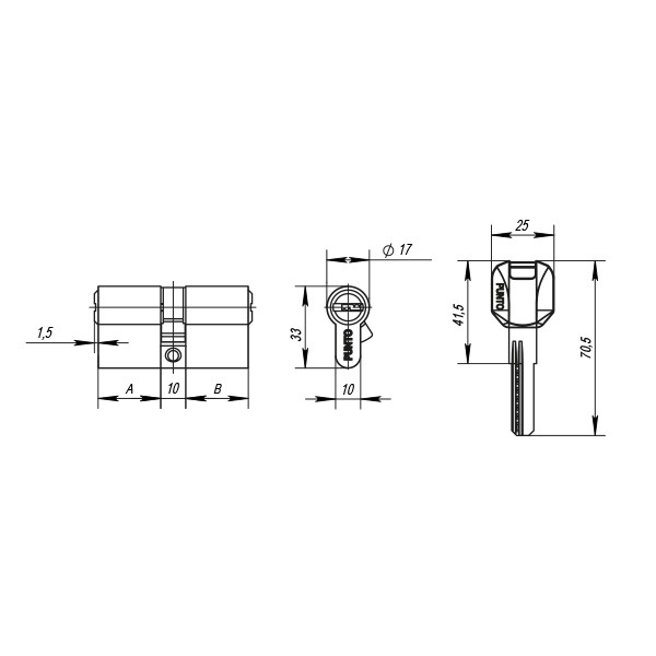 Цилиндровый механизм (Z400/80) Z4000Key80(30+10+40) CP хром 