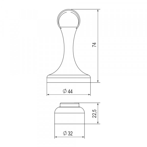 Упор дверной напольный DFIX/MF45 (DSM-45) магнитный ABG-6 бронза