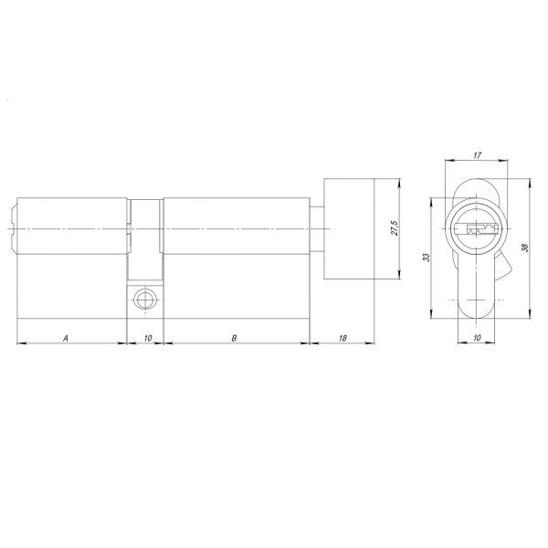 Цилиндровый механизм (AZ202/60) AZ2002Knob60 (25+10+25) CP хром 