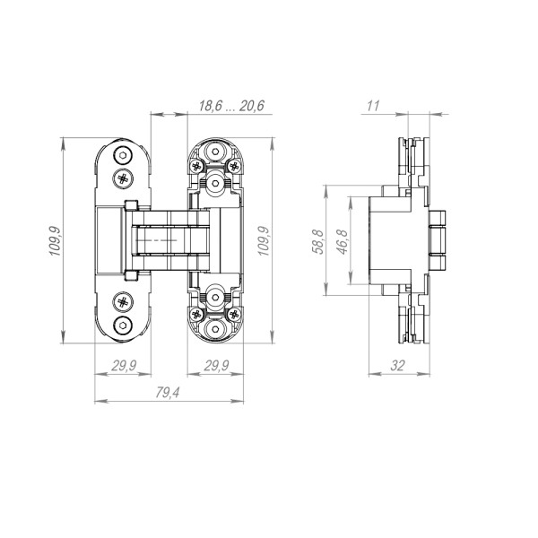 Петля скрытой установки U3D2000.TG BL черный