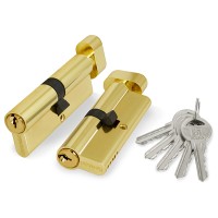 Цилиндровый механизм (100 ZM/70) 1000ZMKnob70(30+10+30) PB латунь 5Key с вертушкой