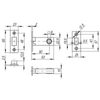 Защелка врезная MAGNM12-50-25 (M12-50-25) GR графит
