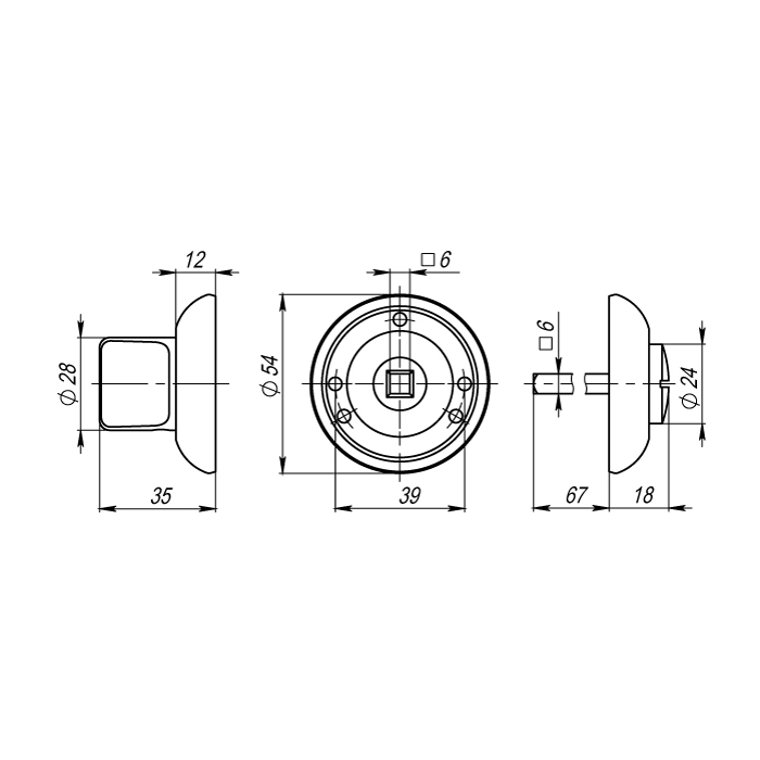 Ручка поворотная BK6.R.LD54 (BK6) SN/CP-3 матовый никель/хром1