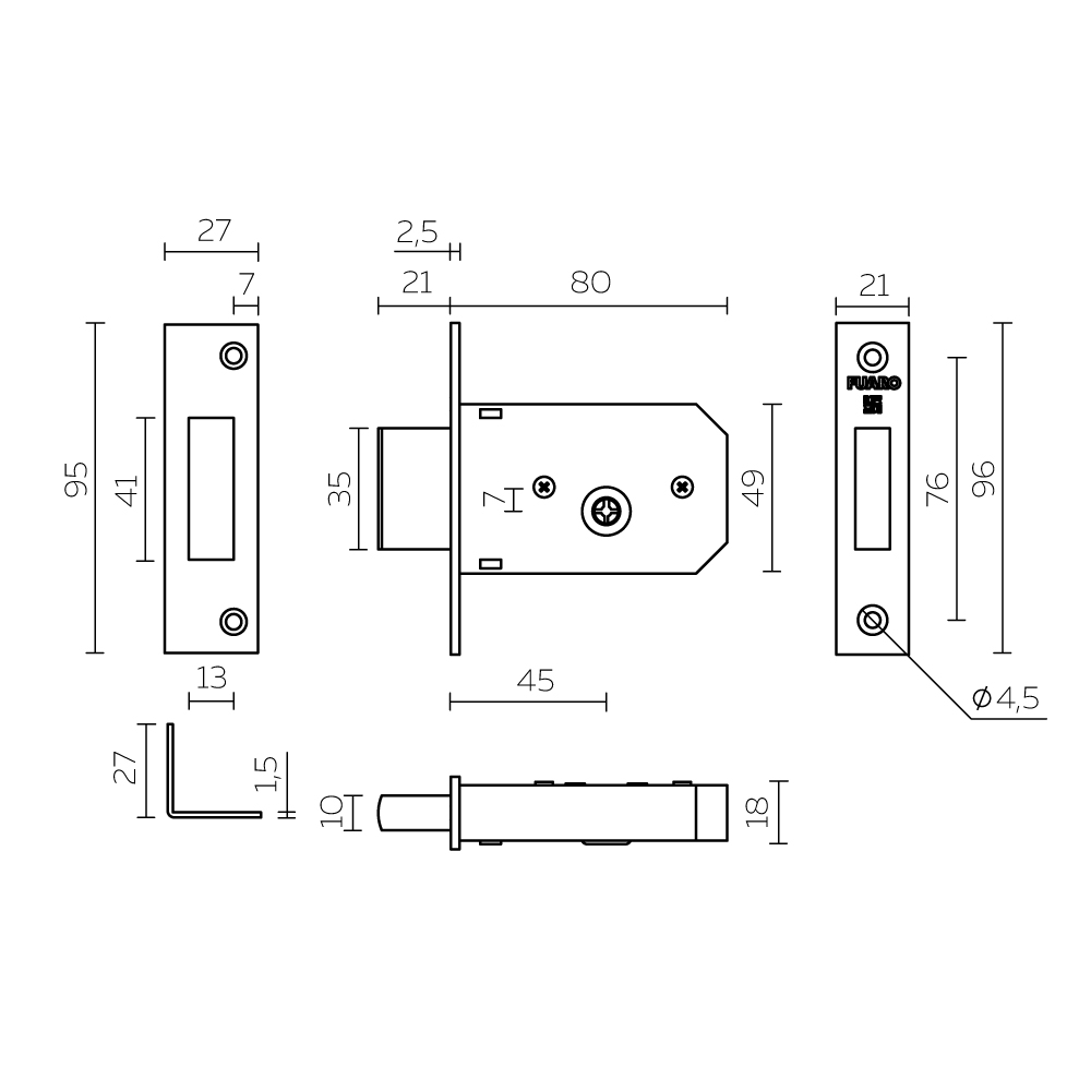 Замок врезной крестообразный X200 F (200 F) CP хром 5key1