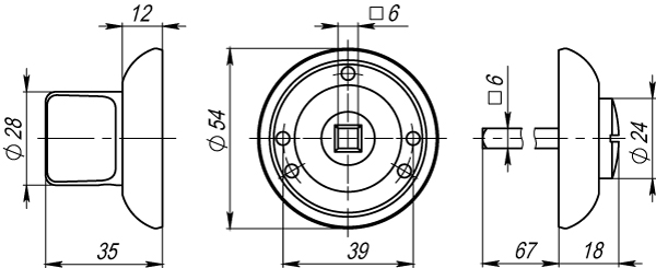 Ручка поворотная BK6.R.LD54 (BK6) CP-8 хром1
