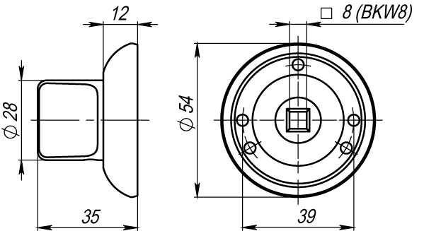 Ручка поворотная BKW8.R.LD54 (BKW8) CP-8 хром1