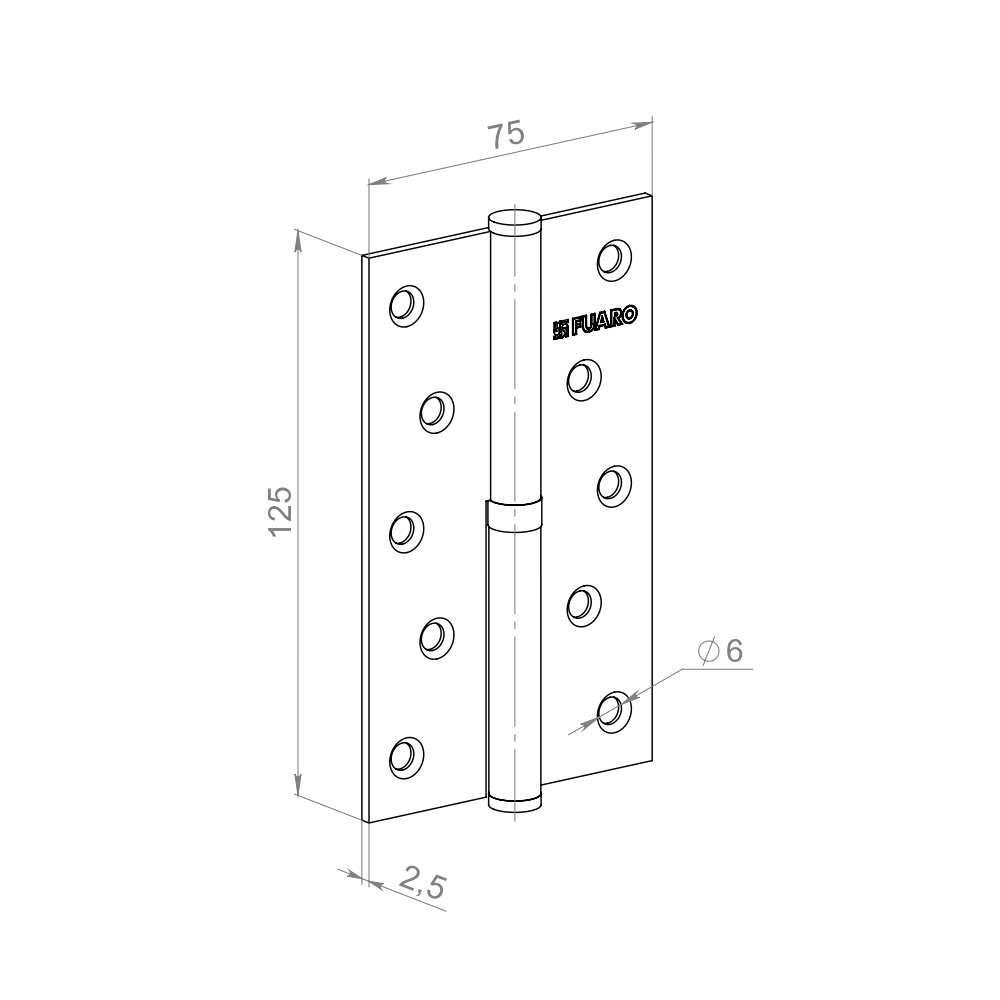 Петля съемная IN5430SR AB правая (413-5 125x75x2,5) бронза1