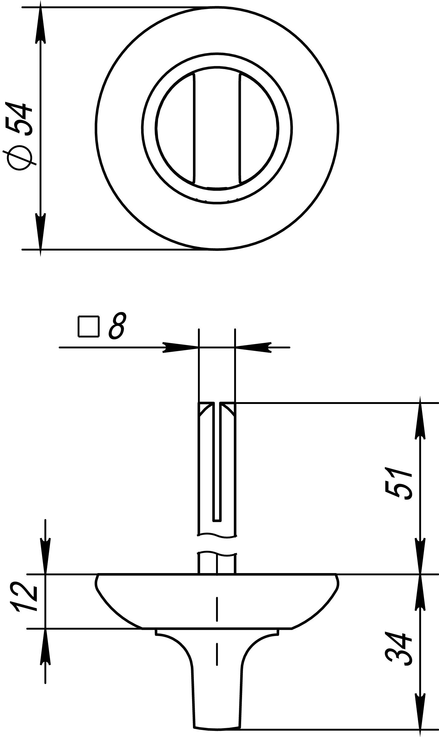 Ручка поворотная BKW8.R.RM54 (BKW8 RM) CP-8 хром1