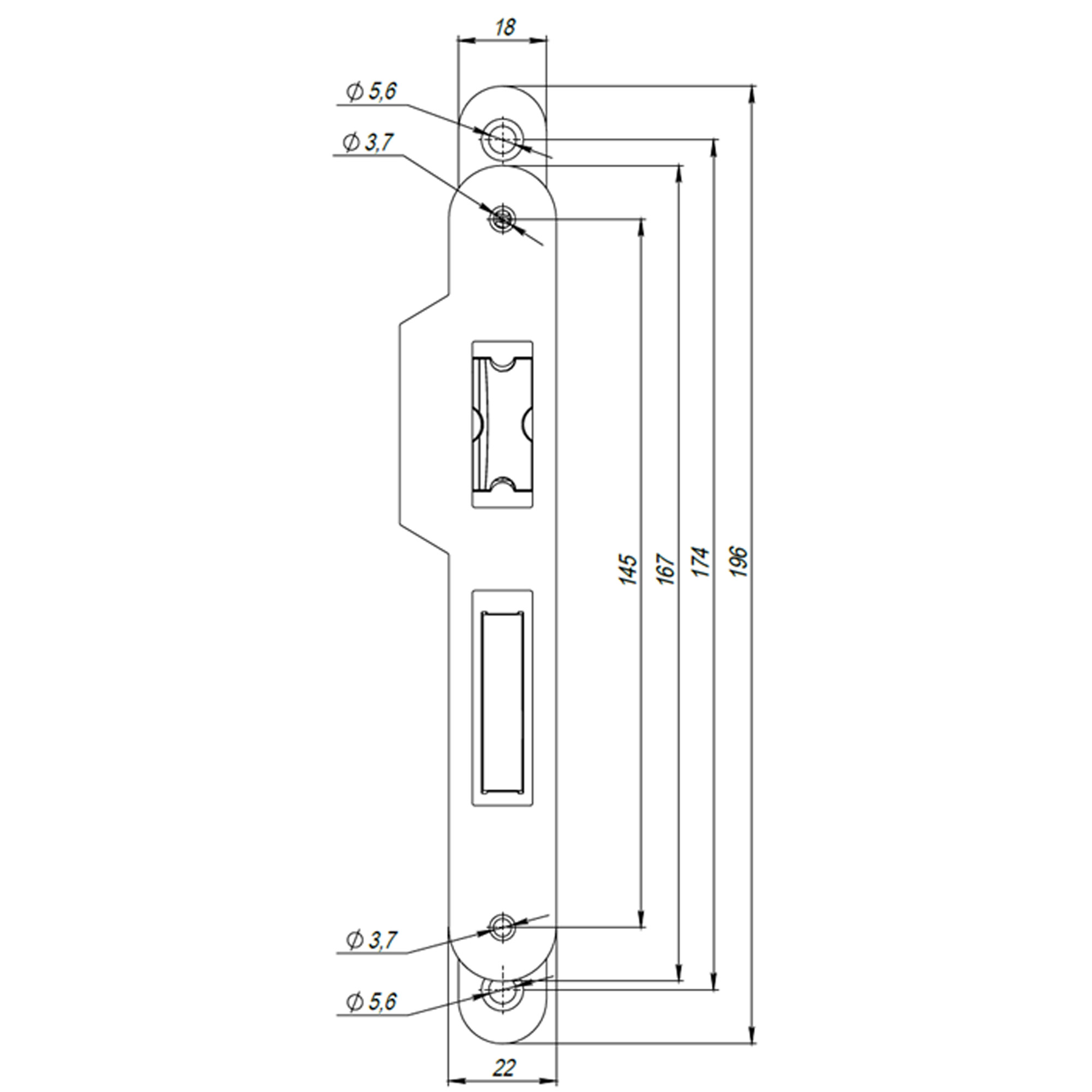 Корпус врезного замка c защёлкой METLH25-50 Box (LH 25-50) AB бронза3