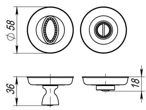 Ручка поворотная BK6.R.SM58 (BK6 SM) AS-3 античное серебро1