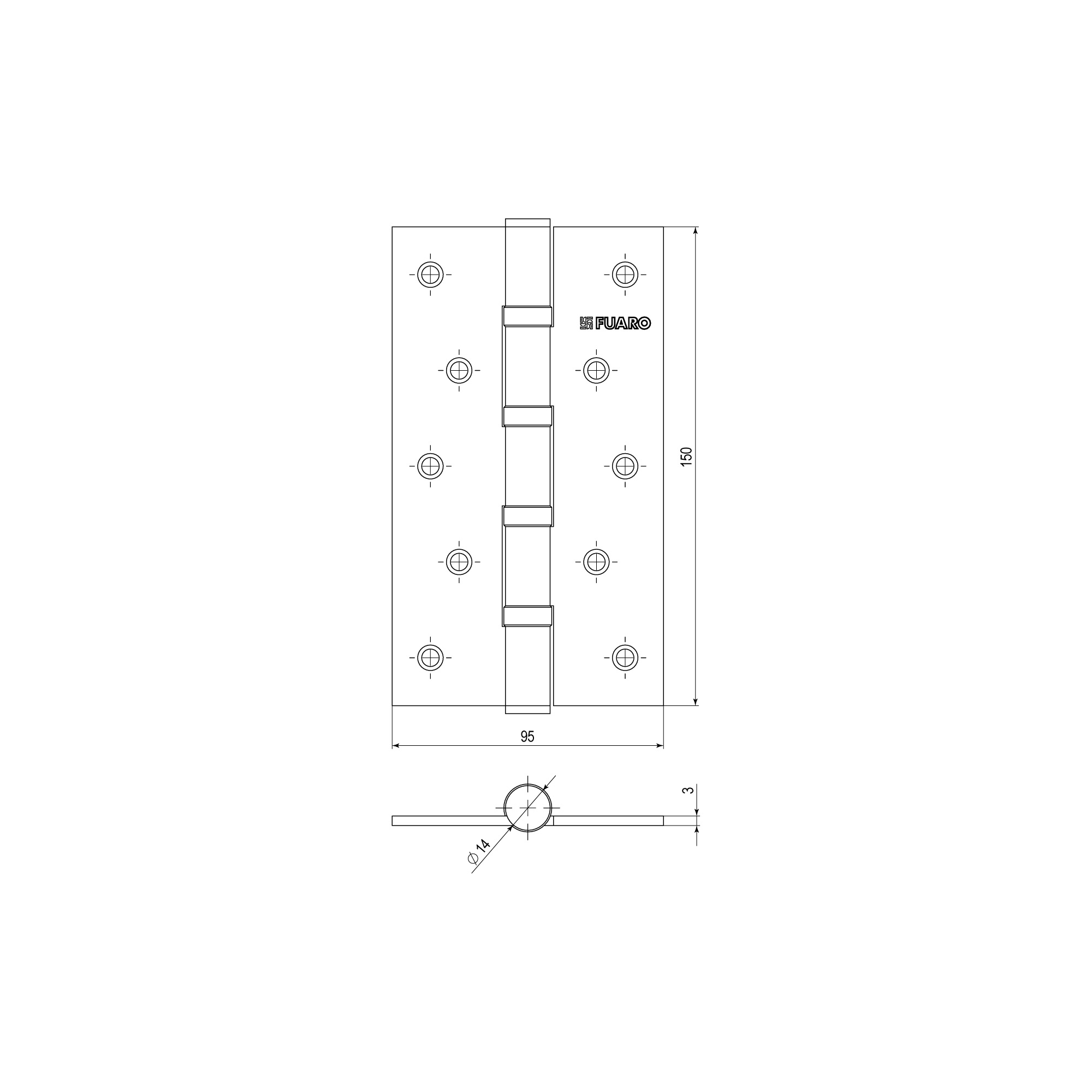 Петля универсальная IN6400U WAB (4BB 150x95x3) мат. бронза1
