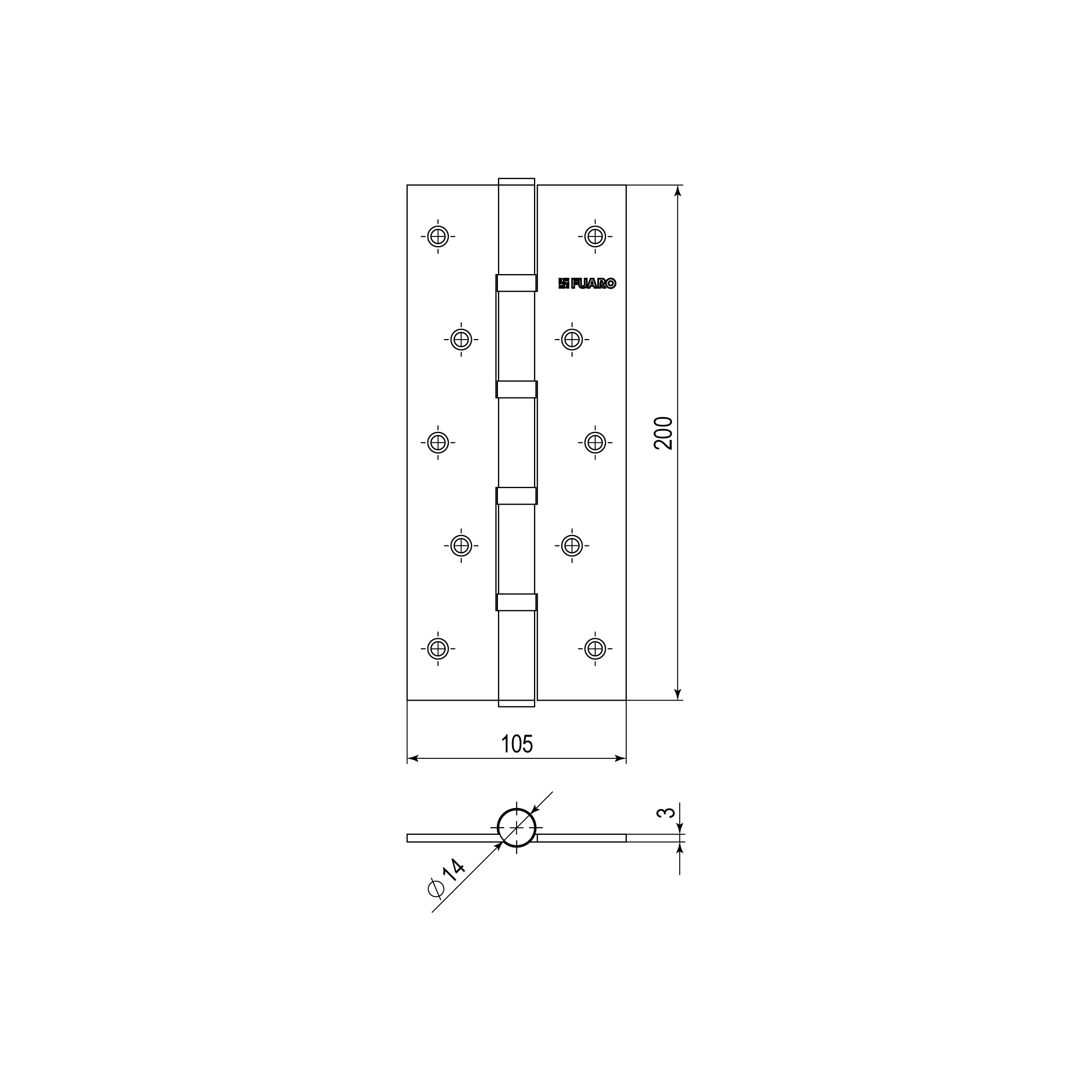 Петля универсальная IN8400U WAB (4BB 200x105x3) мат. бронза1