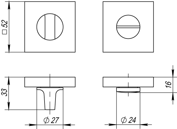 Ручка поворотная BK6.K.DM51 (BK6 DM) SN/CP-3 матовый никель/хром1