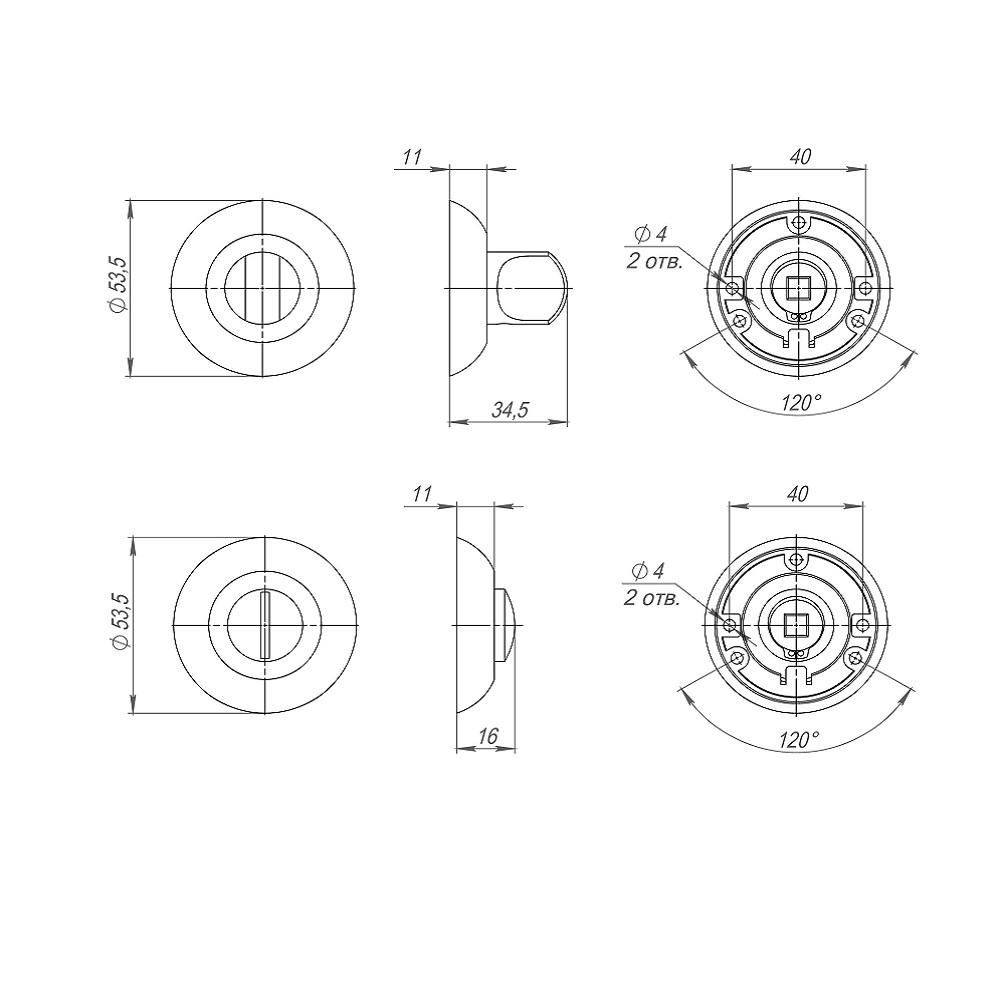 Ручка поворотная BK6.R.TL54 (BK6 TL) SG/GP-4 матовое золото/золото1
