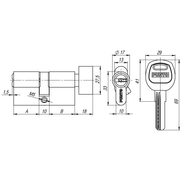 Цилиндровый механизм (A202/110) A2002Knob110(50+10+50) с вертушкой SN никель1
