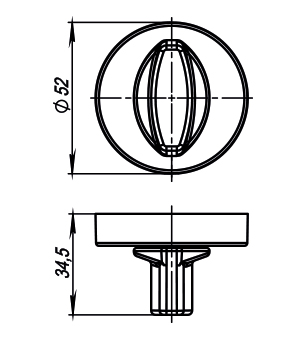 Ручка поворотная BK6.R.URB52 (WC-BOLT BK6/URB) BPVD-77 вороненый никель1