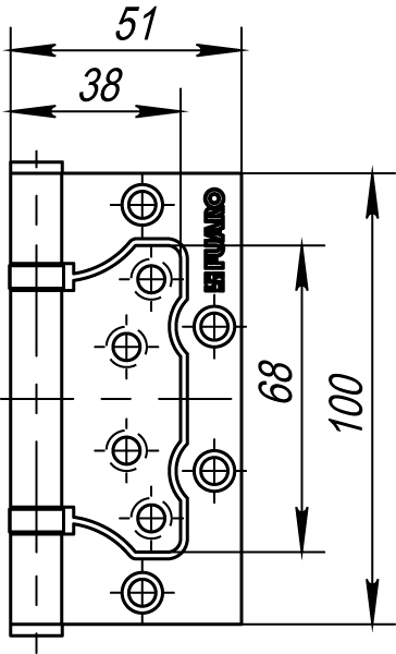 Петля универсальная без врезки IN4500W CFB (500-2BB 100x2,5) кофе глянец1