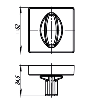 Ручка поворотная BK6.K.USQ52 (BK6/USQ) BB-17 коричневая бронза1