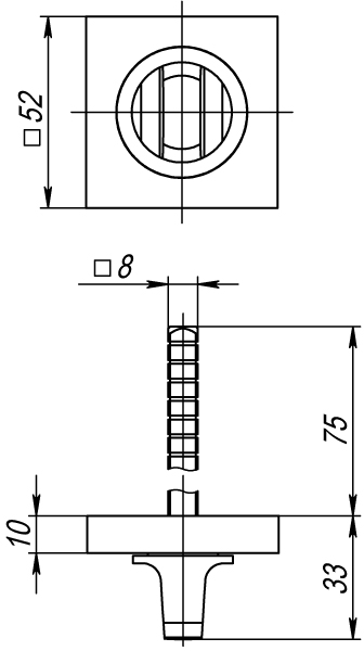 Ручка поворотная BKW8.K.KM52 (BKW8 KM) SN/CP-3 матовый никель/хром1