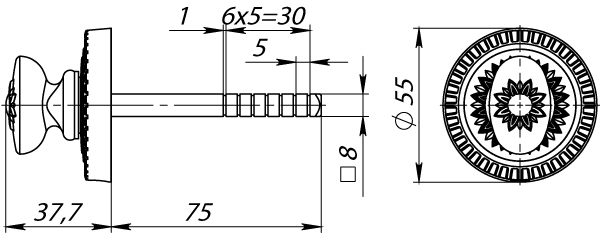 Ручка поворотная BKW8.R.CL55 (BKW8/CL) OB-13 античная бронза1