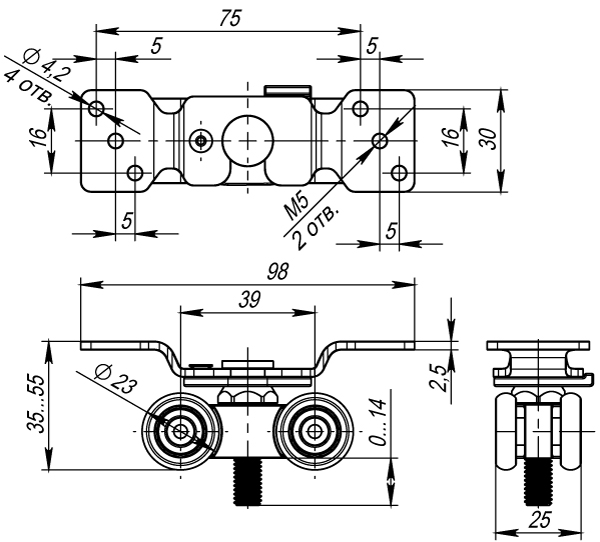 Комплект роликов для раздвижных дверей SLD.Comfort.SET.rollers/60 (DIY Comfort 60/4 kit)1