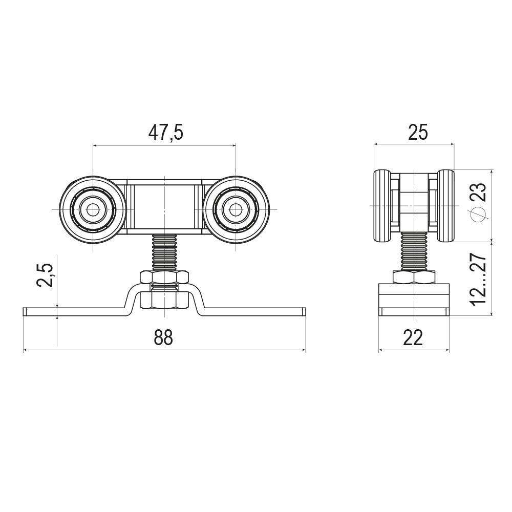 Комплект роликов для раздвижных дверей SLD.SoftLine.SET.rollers/55-4 (Soft LINE 55/4)1