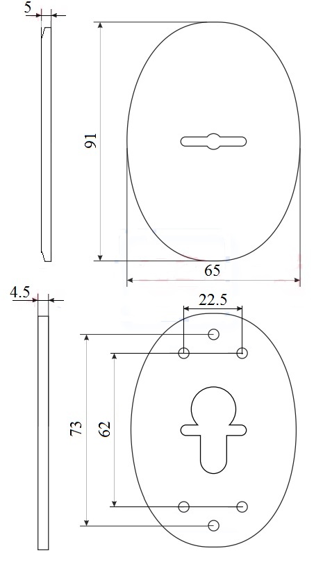 Декоративная накладка ESC 475 (90х65) СP ХРОМ на сувальдный замок1