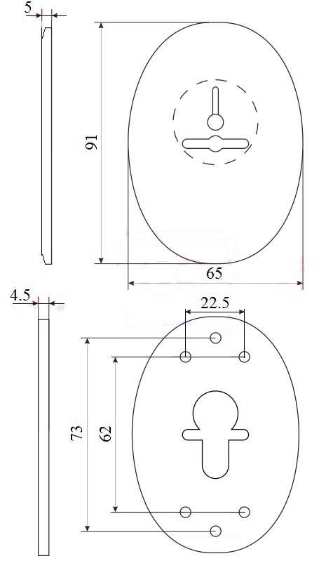 Декоративная накладка ESC 476 (90х65) СP ХРОМ на сувальдный замок с шторкой1