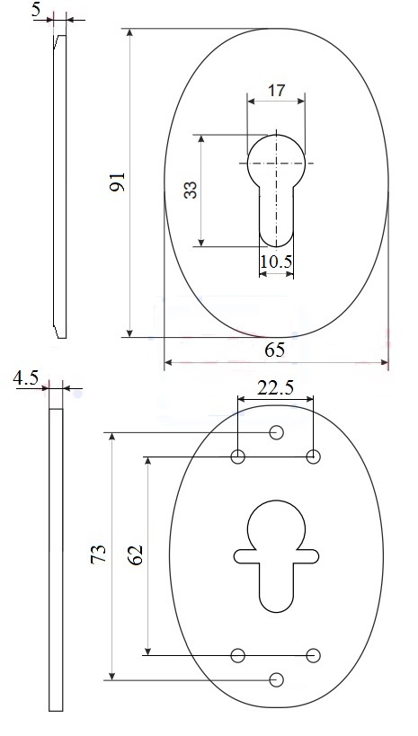 Декоративная накладка под цилиндр ESC 473 (90х65) СP ХРОМ1