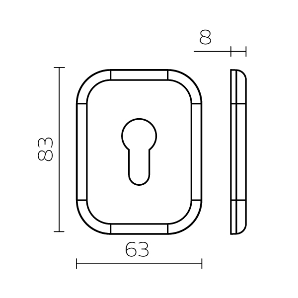 Накладка на цилиндр ESC.C.XL/K.486 (ESC 486-C SQ XL) CP хром (1 шт.)1