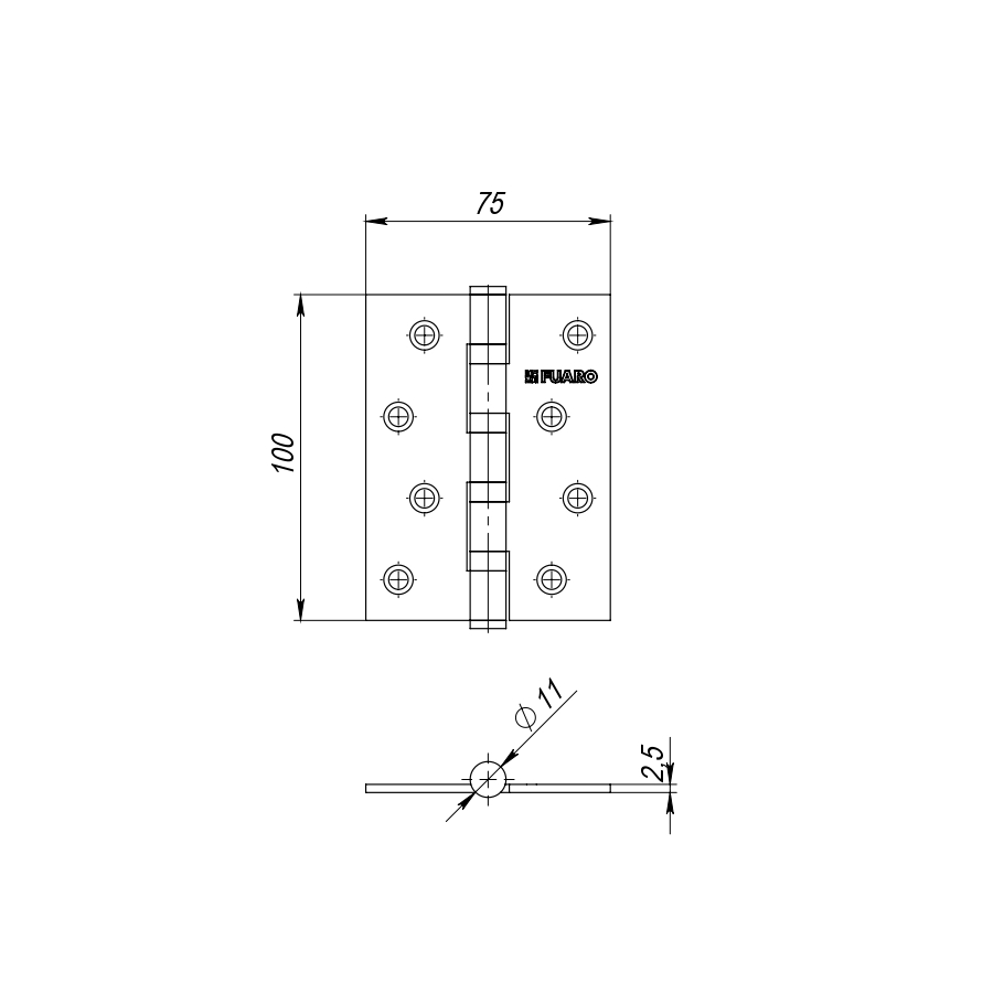 Петля универсальная IN4400U WH (4BB 100x75x2,5) белый1