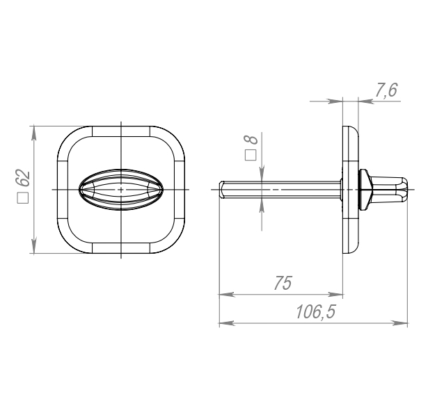 Ручка поворотная BKW8x75.K.XL62 (BKW8x75 XL) CP-8 хром1
