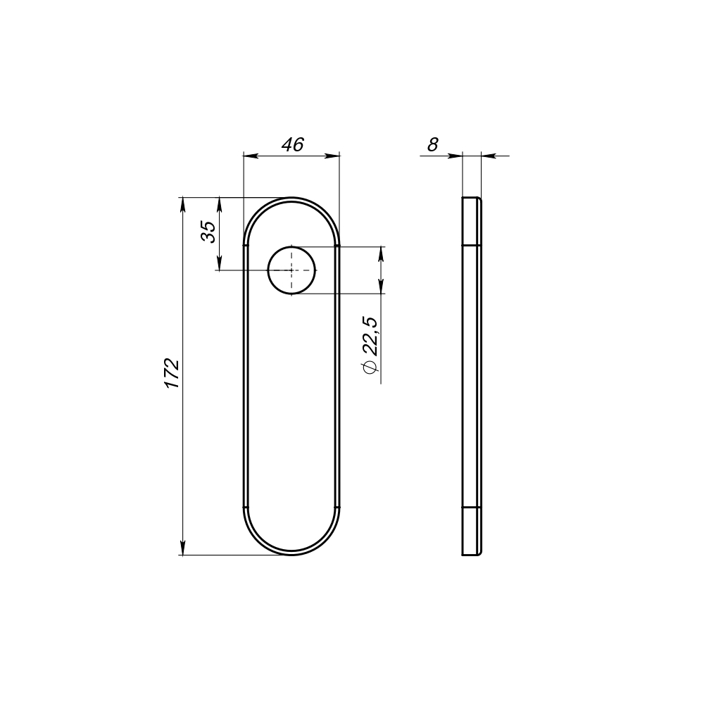 Комплект накладок FP.DH172.0433 NE ESC W/CYL HOLE 1prs (DH-0433) без отверстий под ЦМ1