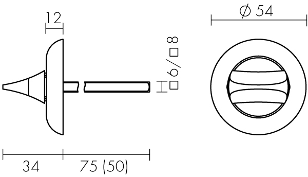 Ручка поворотная BKW8x75.R.HMR54 PLASTIC (HMR8x75) CP хром1