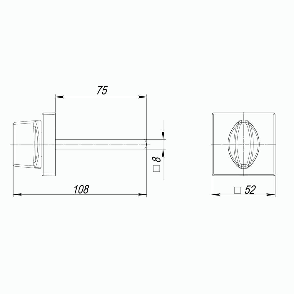 Ручка поворотная BKW8.K.USQ52 (BKW8/USQ) SN-3 матовый никель1