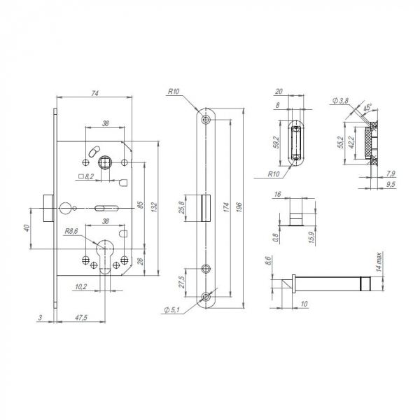 Корпус замка ML85-50 BL (черный)1