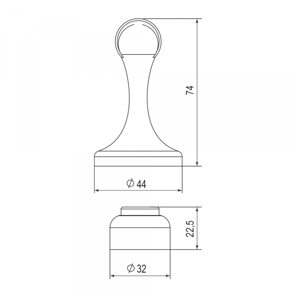 Упор дверной напольный DFIX/MF45 (DSM-45) магнитный GR-23 графит1