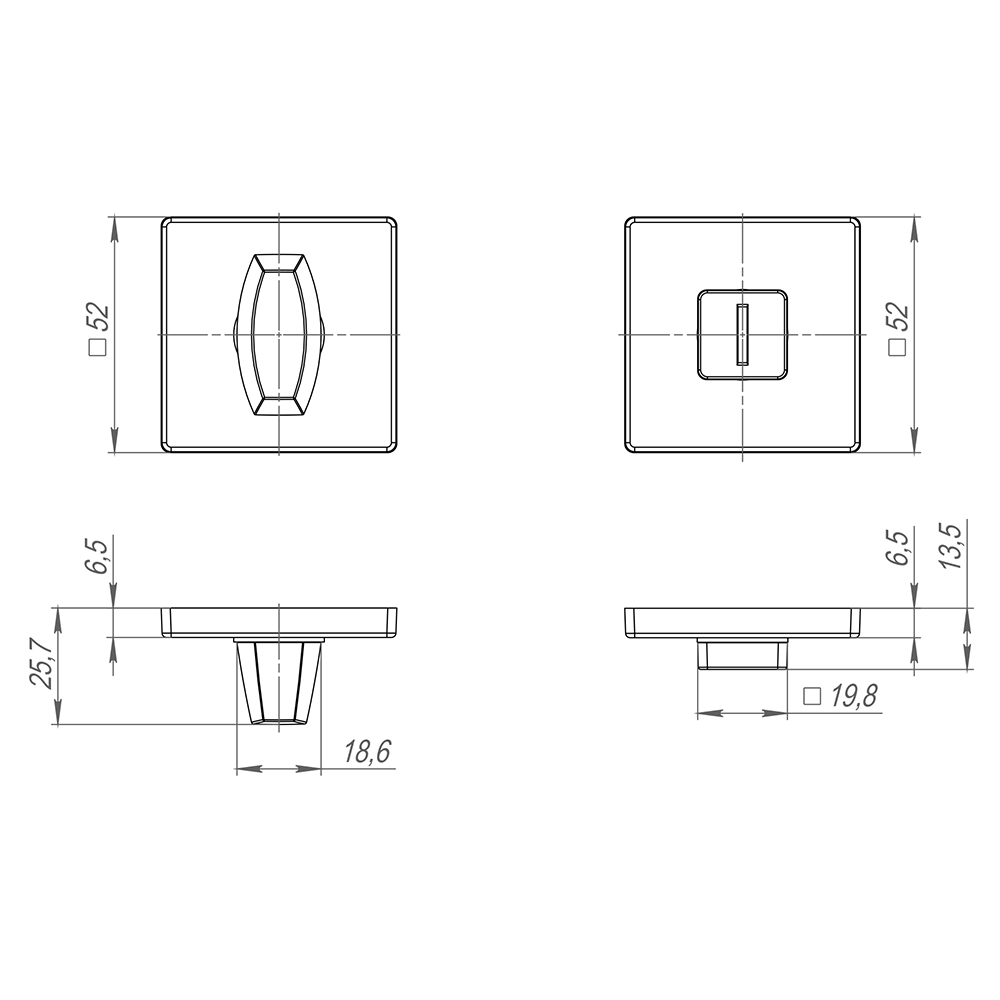 Ручка поворотная BK6.K.SL52 (BK6 SL) GR-23 графит1