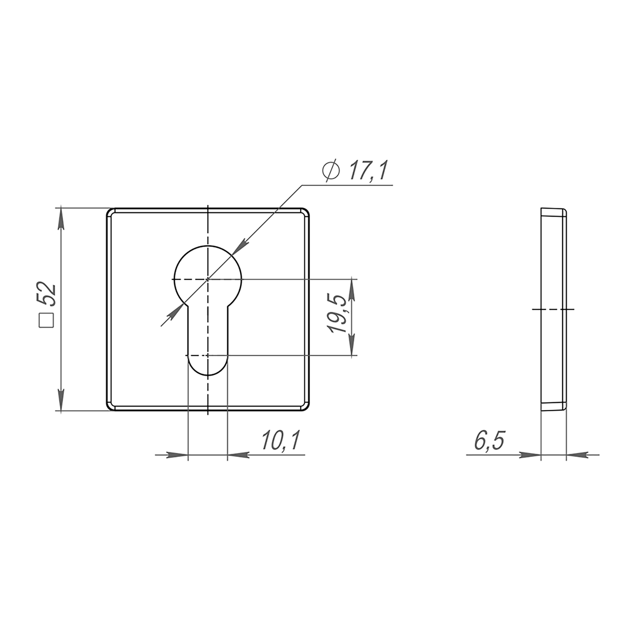 Накладка под цилиндр ET.K.SL52 (ET SL) CP-8 хром1