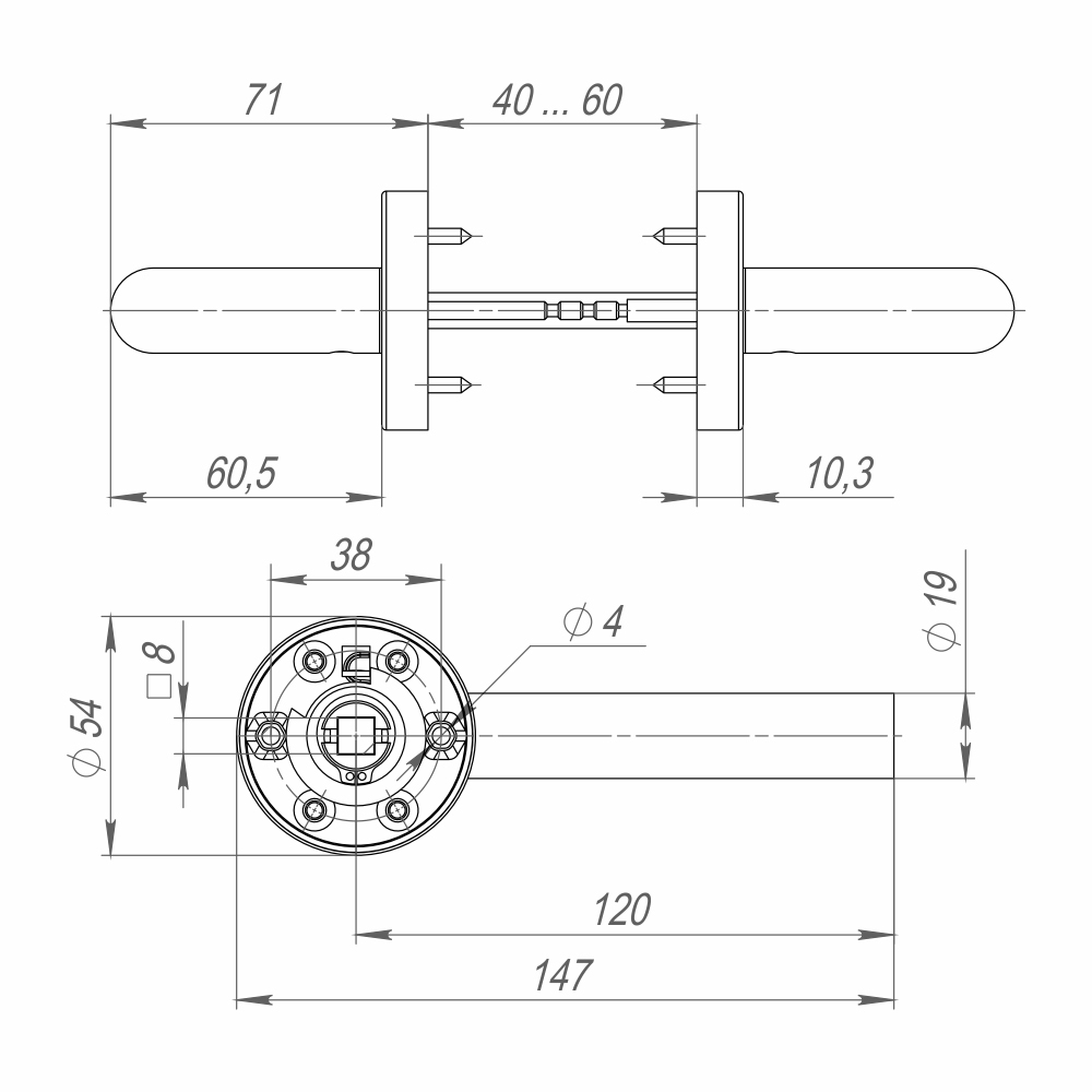 Ручка раздельная R.DSS201-0204/19 (INOX 201) BLACK1