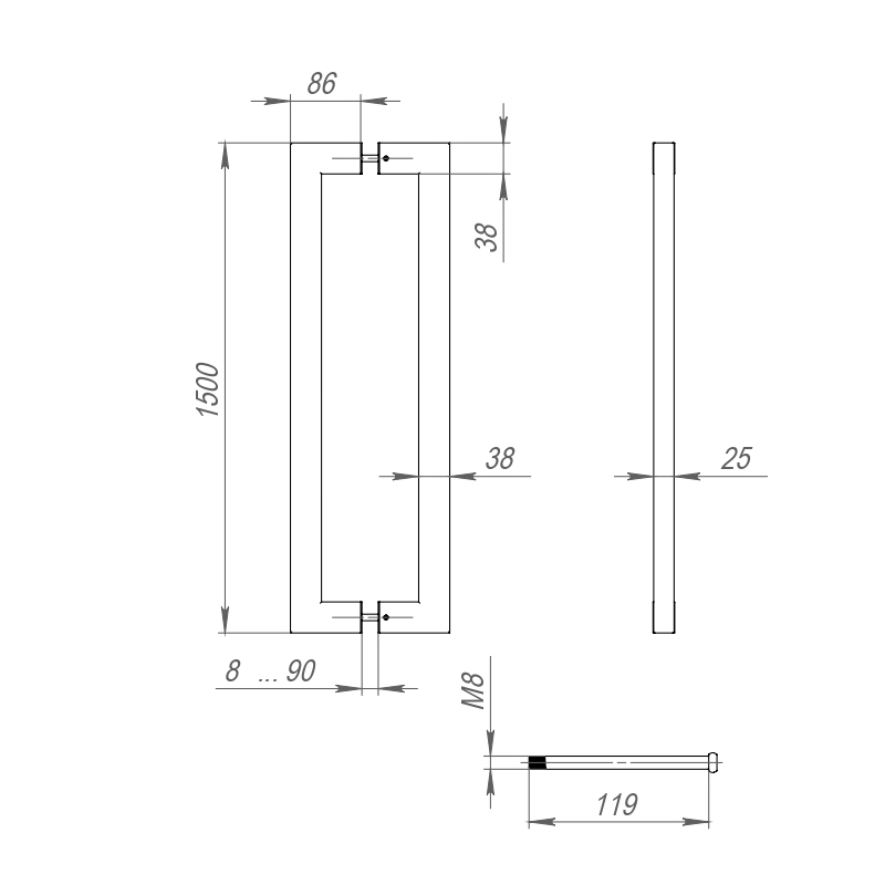 Ручка-скоба PULL.PH38/1500.26 INOX 304 (PH-26-38/1500-INOX) BLACK1