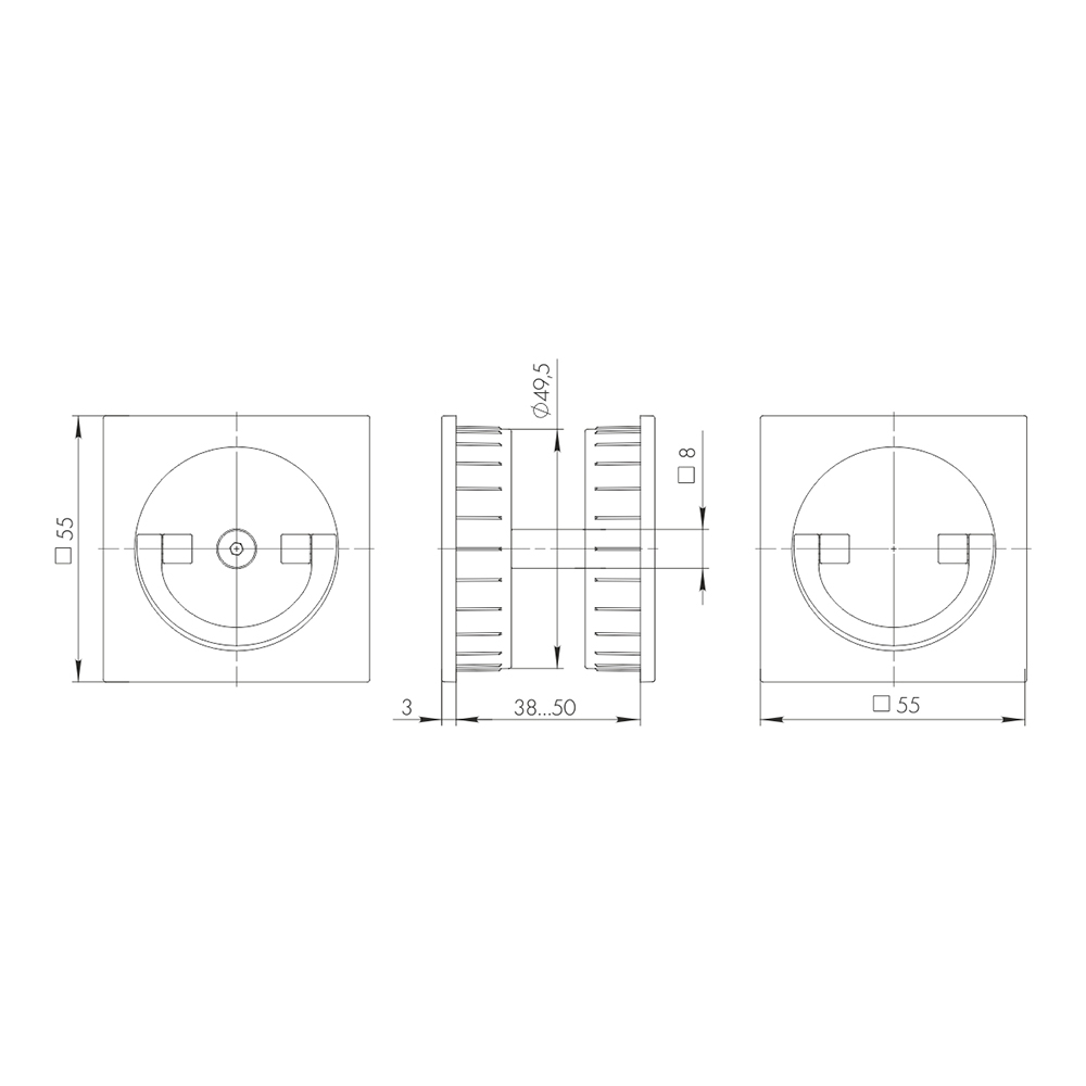 Ручка поворотная для раздвижных дверей  SH.QUADRO55.BK8x2 BL-26 черный1