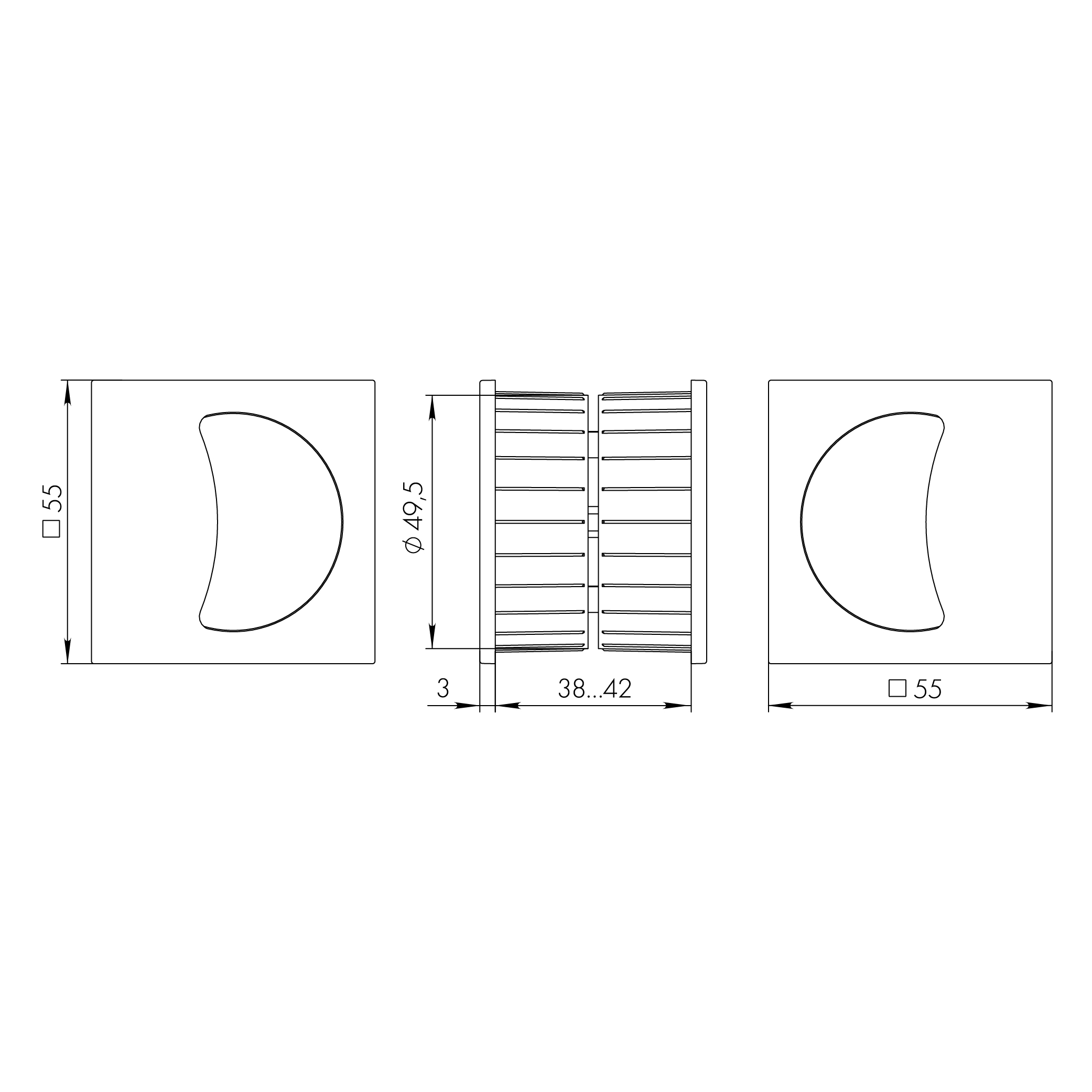 Ручка для раздвижных дверей SH.QUADRO55.010 BL-26 черный1