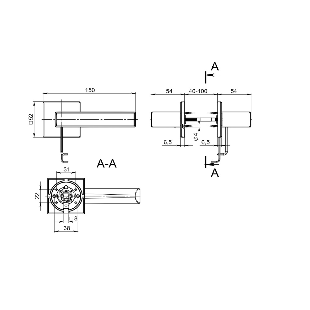 Ручка раздельная K.DM51.Straight (Straight DM) SSG-39 сатинированное золото1