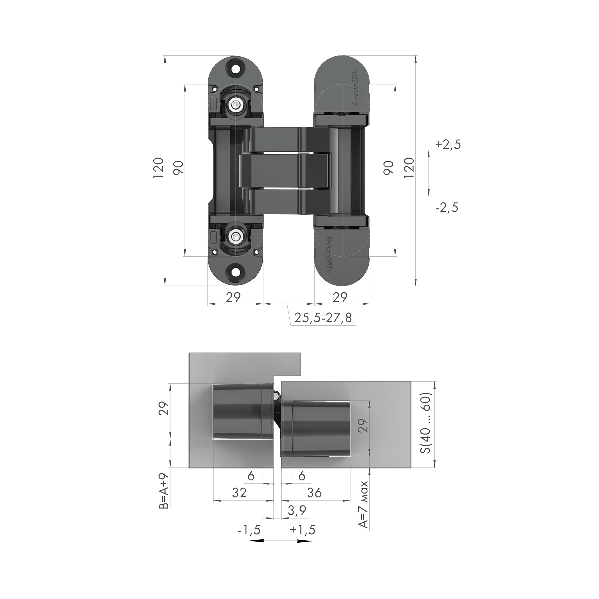 Петля скрытой установки U3D8000.VPG SG мат. золото TECH3