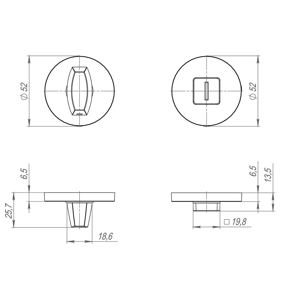 Ручка поворотная BK6.R.SLR52 (BK6 SLR) GR-23 графит1