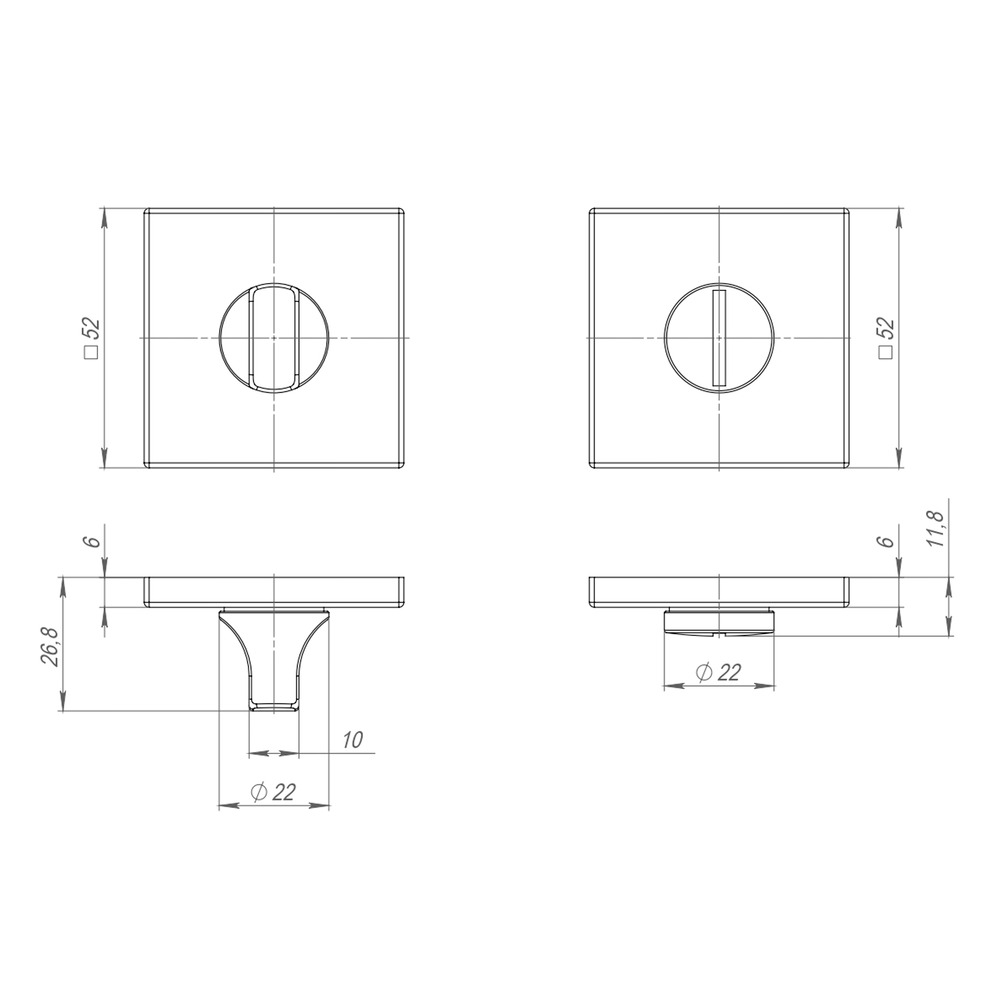 Ручка поворотная BK6.K.ARC.Q52 (BK6 ARC) GR-23 графит1