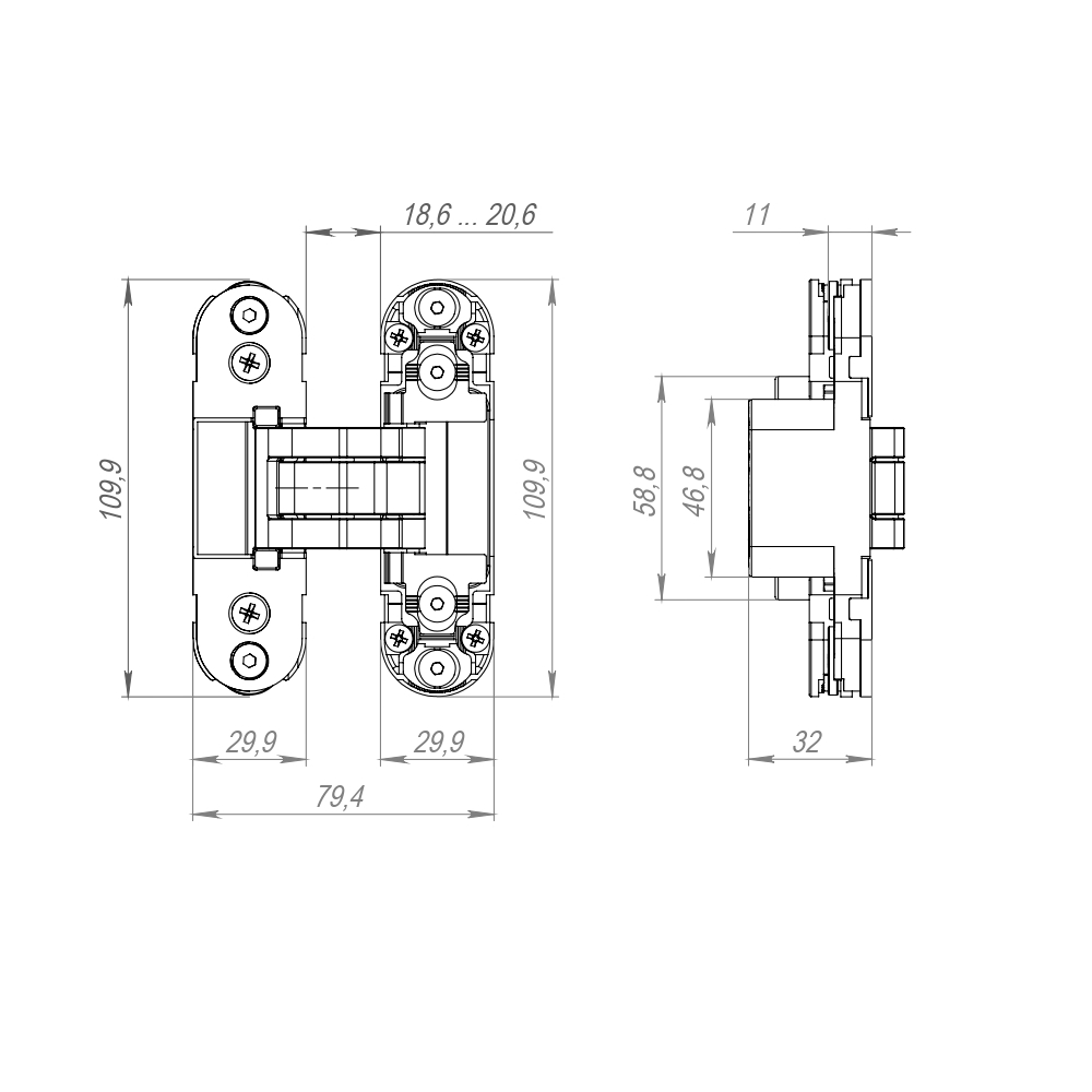 Петля скрытой установки U3D2000.TG BL черный1
