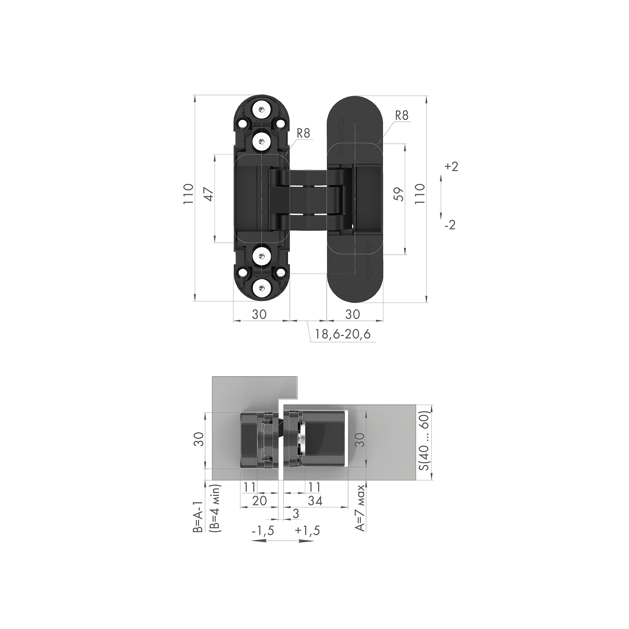 Петля скрытой установки U3D2000.TG SC мат.хром3